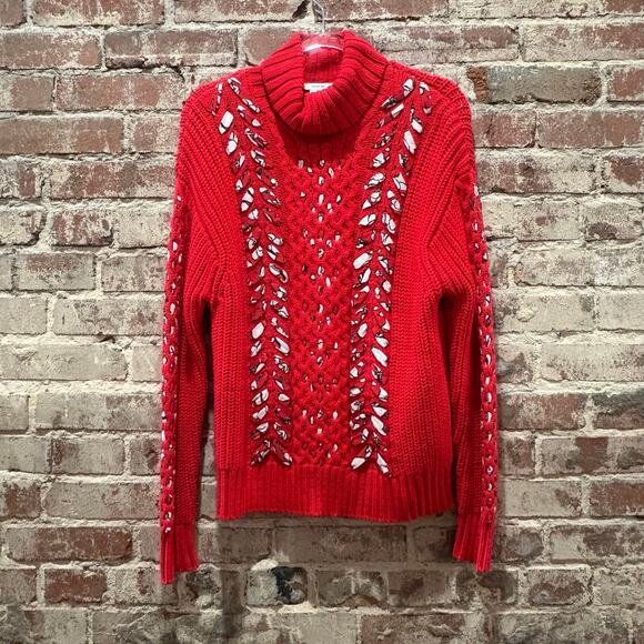 Jason Wu Interlocked Turtleneck Sweater Red Size Large - Picture 8 of 9